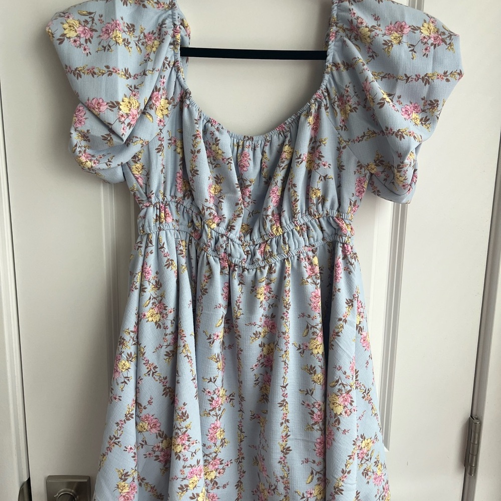 Chic Floral Mini Dress with Puff Sleeves
